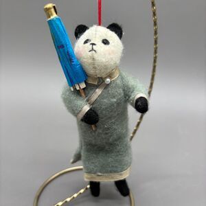 Midwest of Cannon Falls Panda Bear Ornament Heart Felts Parasol Umbrella Vintage